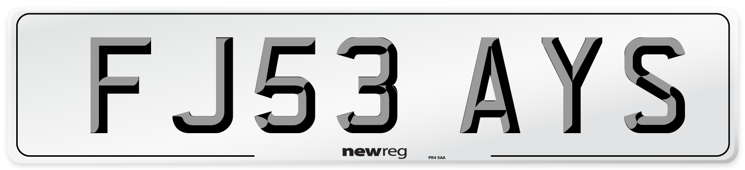FJ53 AYS Number Plate from New Reg